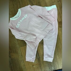 🌸 Janie and Jack x Gray Malin Getaway Pink Sweatshirt & Sweatpants Set Size 5 🌺